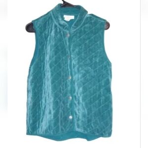 Apple Seeds Velvet Teal Snap Button Vest Size Medium